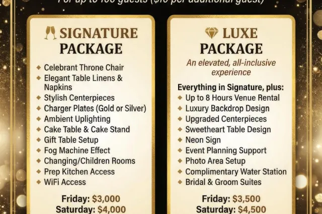 BLISS PAVILION packages and prices