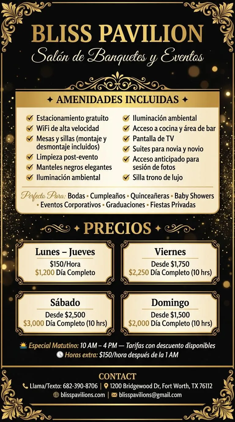 BLISS PAVILION packages and prices